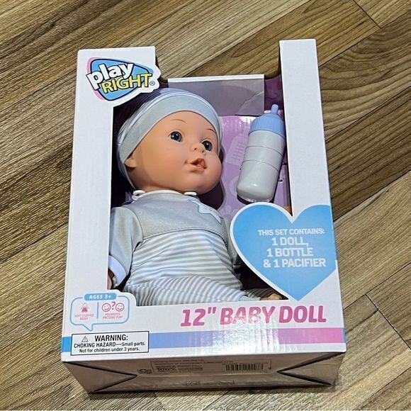NWT Play Right 12” Soft Realistic Baby Doll With Magnetic Pacifier Milk Bottle - Picture 3 of 5